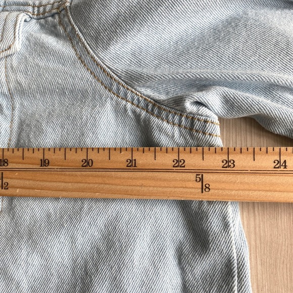 Highway Jeans Denim Plaid Trucker Jacket Women M Blue Tan Oversized NWT - Picture 7 of 9